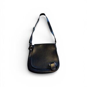 Vintage Prune black leather cross body bag